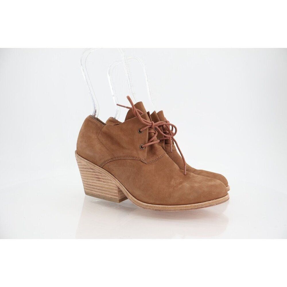 Eileen Fisher Women's Charlie Boot Size 7.5 Block Heel Lace Up Brown Leather